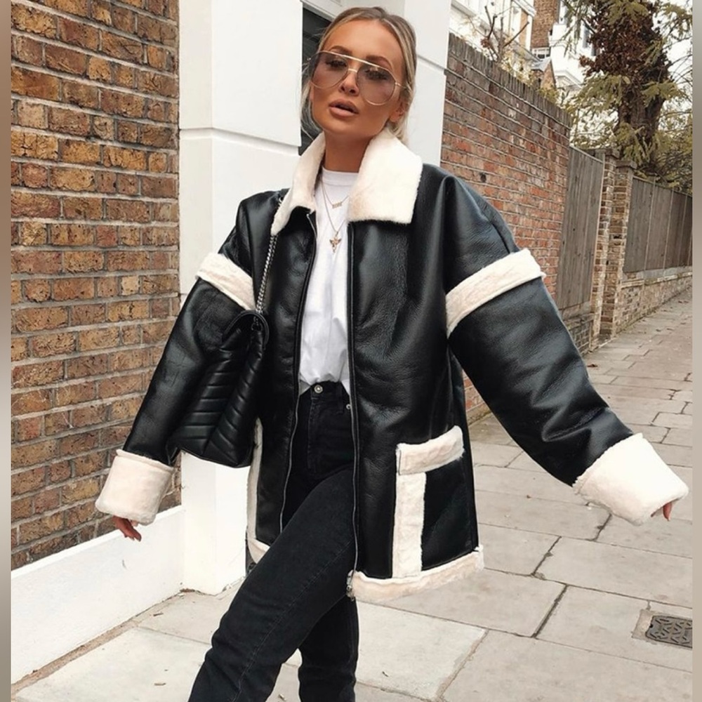 Black Faux Fur oversized jacket